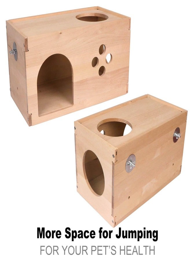 YKD Chinchilla Wooden House with Ladder - Small Animal Hideout for Squirrel or Sugar Gliders - Ventilated Wooden Chinchilla Hut Hideout with Multiple Doors - Image 3